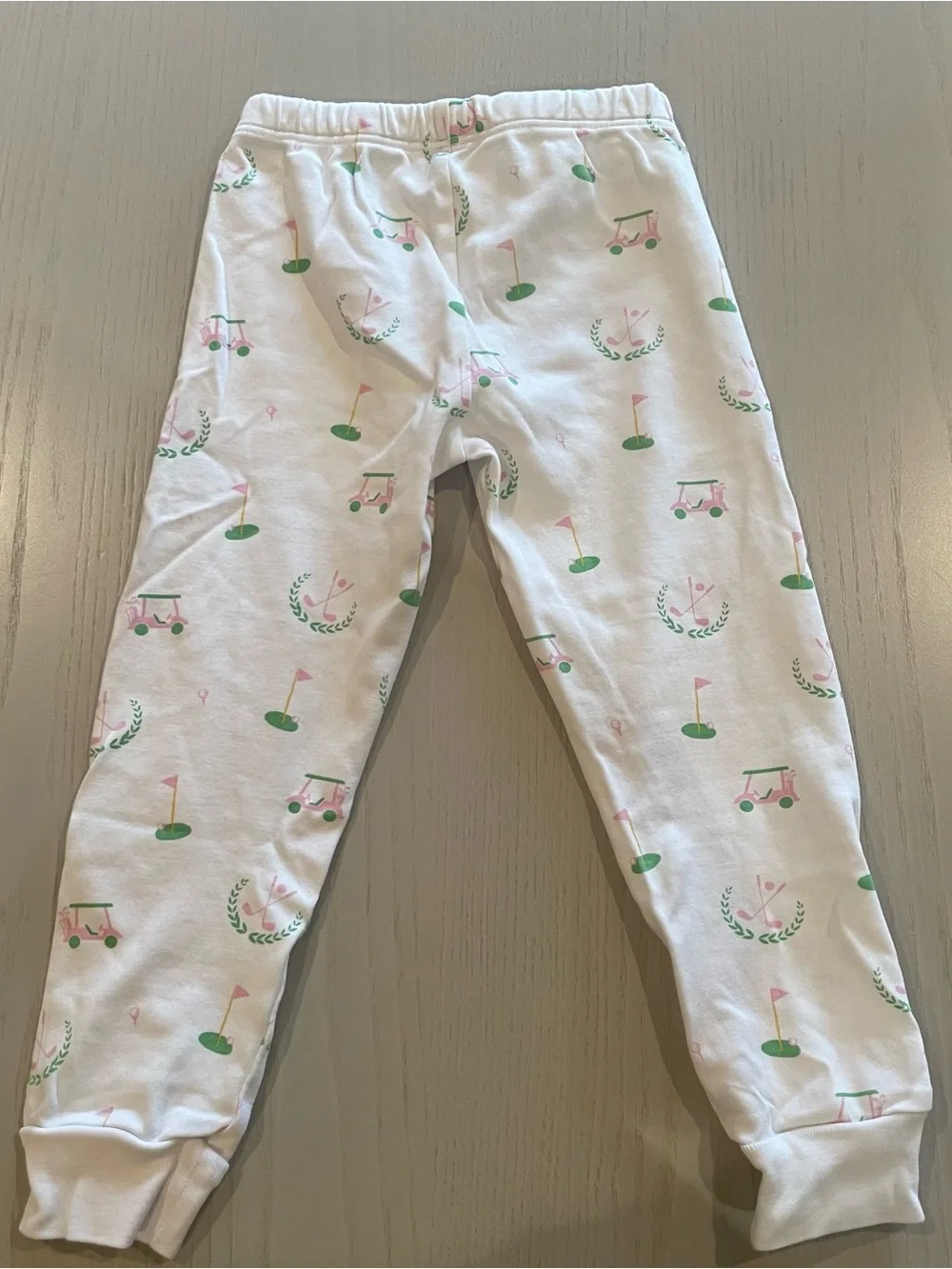Little English Ruffled Printed Cotton Pajama Set Pink Golf - Size 4T